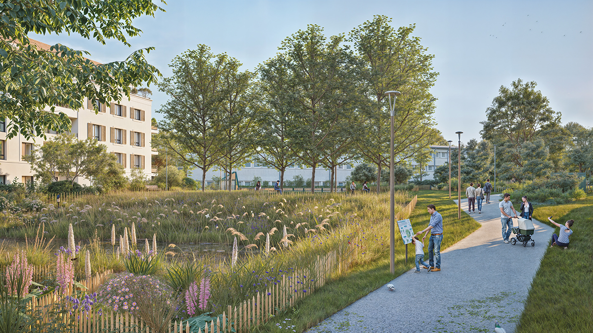 Vue du parc à Igny - Joliot Curie